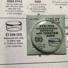 GS EVR-TITE (ET) Waterproof Watch Crystal w/ YELLOW Tension Ring (Select a Size)
