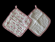 Aden  Anais 100 Cotton Muslin Square Washcloths Loveys Pink White Set of 2 NEW