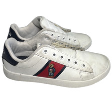 Polo Sneakers Boys Size US 2 Ralph Lauren White Quilton Bear Shoes White
