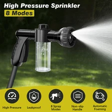8 in 1 High Pressure Water Gun Sprayer - Foam Nozzle for Car Wash Plant Watering