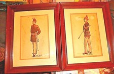 VINTAGE WATER COLOR INK PICTURES OD US MILITARY UNIFORMS 1888  & 1858 ORIGINAL