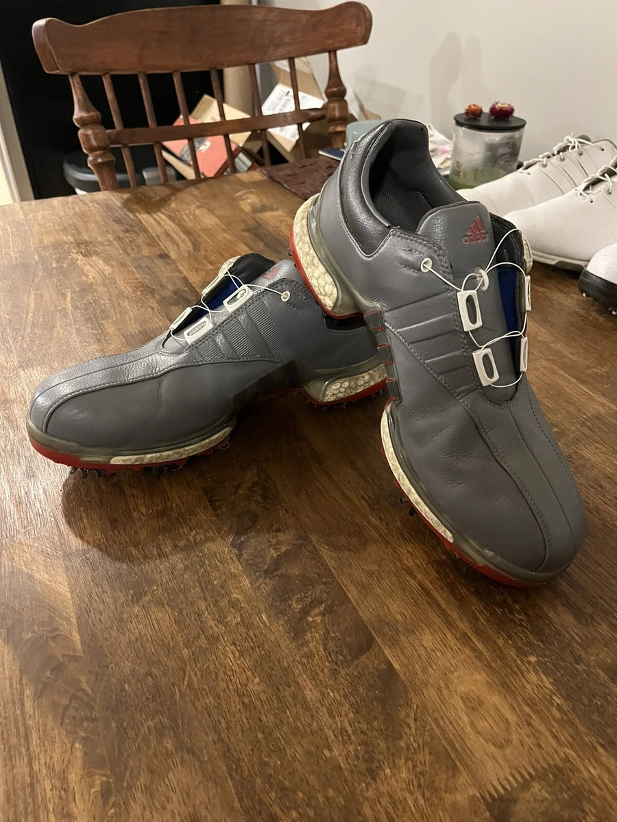 adidas 360 boost golf shoes 10 gray red with laces | eBay