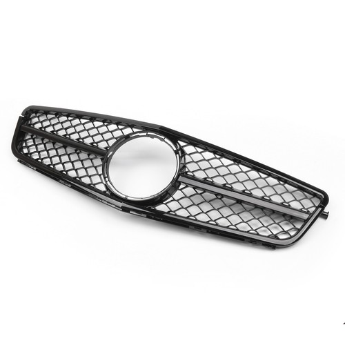 C63 Style Gloss Black Grill Grille Fits C-Class Benz W204 C300 C350 2008-2014 S2 - Picture 4 of 9