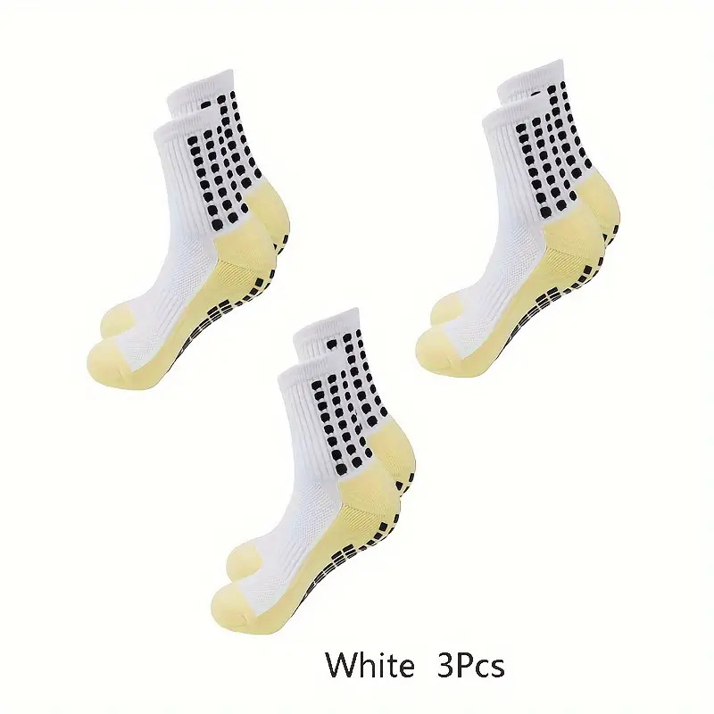 3 Pair Sport Socks Anti Slip W/ Grip Soccer Men Football Basketball Sock Premium