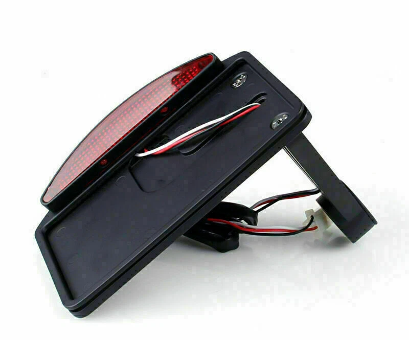 Side Mount License Plate LED Tail brake light Fits Bobber Customs choppers B H - Imagem 2 de 4