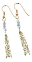 9 Ct Gold Earrings With Tanzanite Beads And Tassels 9 Ct Gold Earrings With Tanzanite Beads And Tassels