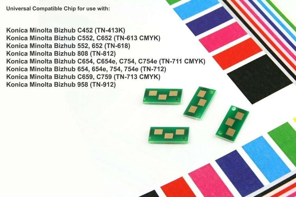4 x Toner Chip for Konica Minolta TN613 TN618 TN812 TN711 TN712 TN912 TN713 - Image 2 of 3