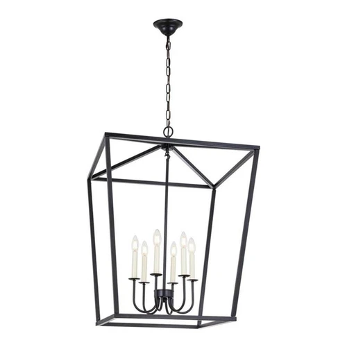 Living District Maddox 6-Light Metal Chandelier in Black Finish - Picture 1 of 10