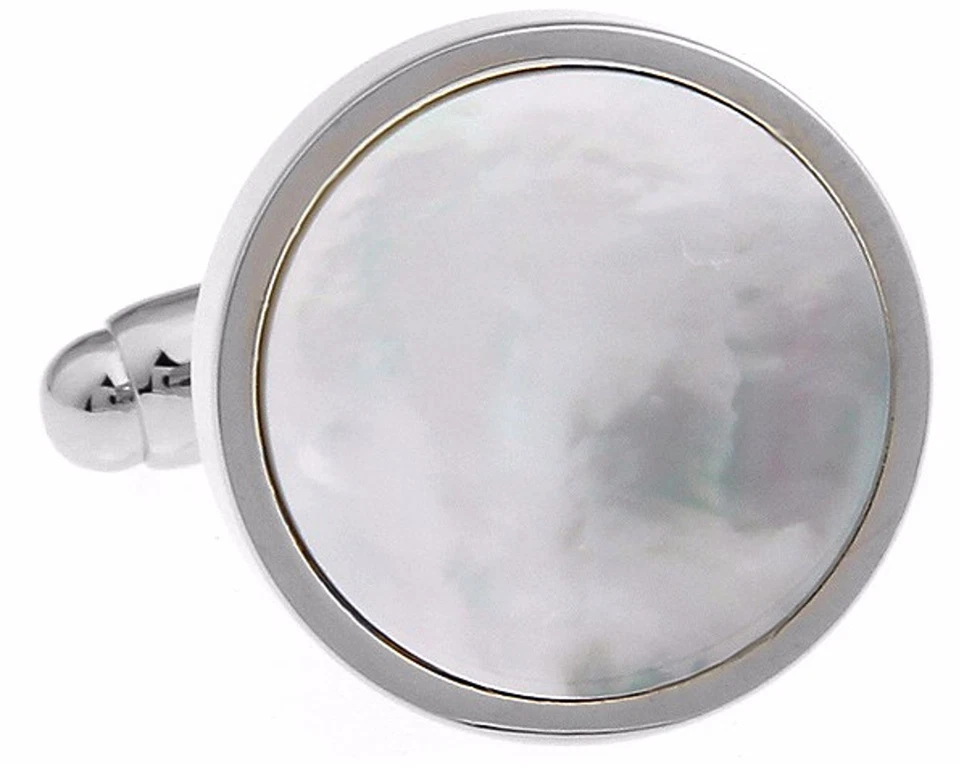 Silver Mother of Pearl Shell Mens Wedding Gift Cuff links by CUFFLINKS DIRECT - Image 4 of 4