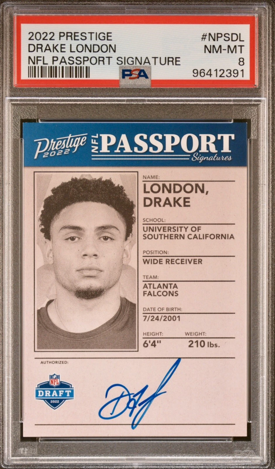 Drake London Panini Prestige NFL Passport Signatures #NPSDL Base