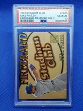 1997 Stadium Club MIKE PIAZZA PSA 10 Members Only card Firebrand Insert DODGERS