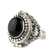 Gothic Silber Giftring mit Onyx zum öffnen R...