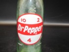 Vintage Light Green Glass Soda Bottle 10 2 4 Dr Pepper Red White Label 10 oz — photo 2
