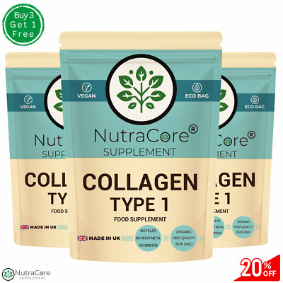 Kollagen Kapseln 600mg (hydrolysiert Marine Typ 1) - Maximale Stärke Haut Haare - Vegan