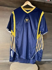 RX Rhinox Shirt Mens SIZE XL Soccer BLUE GOLD V-Neck Short Sleeve Polyester
