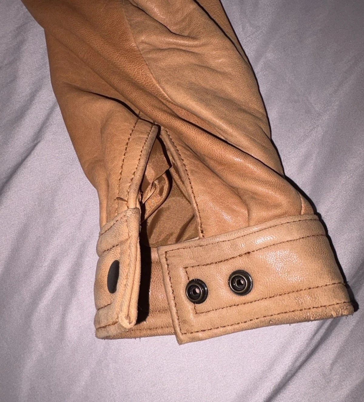 Vtg 90s Georgetown Leather Design Bomber Jacket Mens Large Tan Brown YKK Heavy image 16