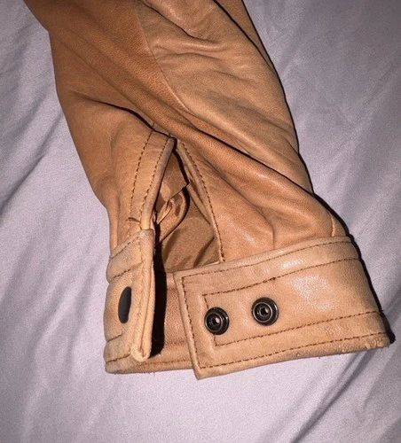 Vtg 90s Georgetown Leather Design Bomber Jacket Mens Large Tan Brown YKK Heavy image 16
