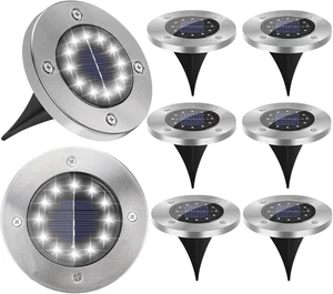 8 Pack Solar Ground Lights, Modern Outdoor Waterproof LED Landscape Lights, Cold - Picture 1 of 12