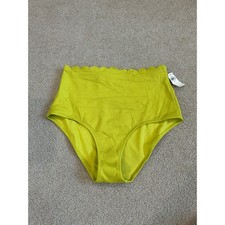 NWT Aerie Waffle Scalloped High Waisted Bikini Bottom Womens Bright Green Size S