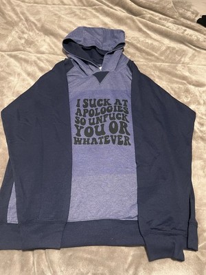 Seventh Avenue Pull Over Hoodie Blue XXL  RN 98966 I Suck At apologies