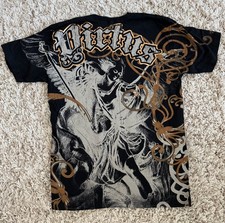 Apprime Courage Above All AOP Y2K Affliction Goth Style Foil Garphic Tee Large