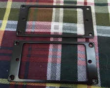 Two Black Solid Metal Electric Guitar Humbucker Pickup RIngs, Flat Top