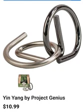 Brain Teaser Metal Puzzle "Yin and Yang" Separate 2 Metal Pieces & Reattach