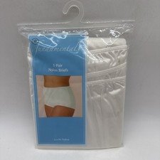 SEARS FUNDAMENTALS Nylon Briefs Size 12 Panties 3 Pack White -- NEW