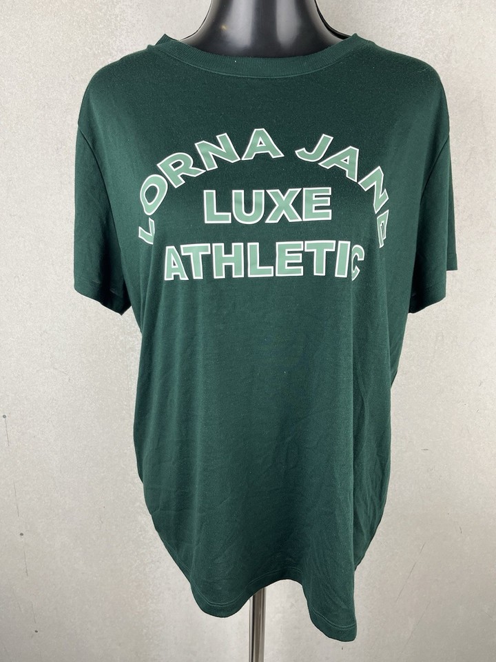 Lorna Jane Luxe Athletic Green Oversized Graphic T Shirt Tee Womens XL