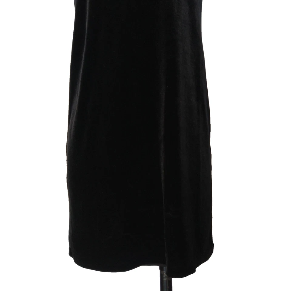 Vestido midi vintage años 90 Y2K terciopelo negro sin cordones talla M encaje caprichoso grunge Foto 3 de 4