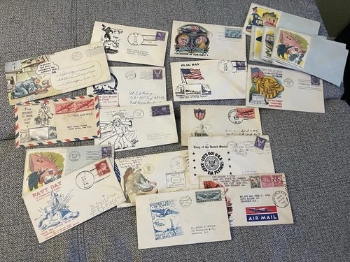 WW2 ENVELOPES/COVERS. 1940’s MILITARY. NAMED, NAVY SEE PICS. STAMPED. NO LETTERS