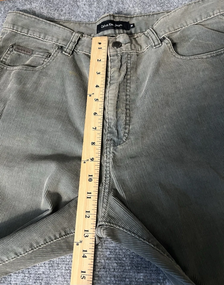 Calvin Klein Corduroy Jeans Straight Leg Mens 36X32 Sage Trendy Y2K Stylish Warm - Image 4 of 4
