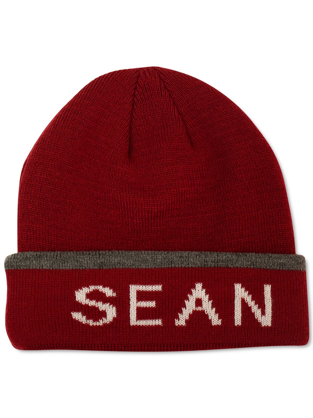 SEANJOHN Mens Maroon Logo Acrylic Winter Beanie Hat Cap Warm Fitted