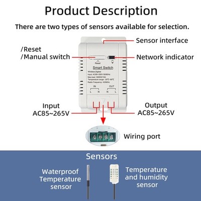 16A Zigbee Temperature & Humidity Switch Smart Share Control for Google/Alexa