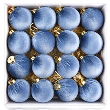 Velvet Ornaments for Christmas Tree Decorations - Dusty Blue Christmas Ball O...