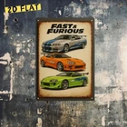 Vintage Racing Car with FAST FURIOUS Tin Metal Signs Home Décor 8x12