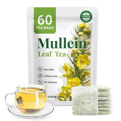 60 Mullein Tea Bags - 100 Pure Leaf | Lung Health  Respiratory Support