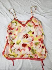Y2K Vintage Gilligan  O'Malley Cami XL Women Floral Watercolor Print Lace Trim