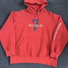 Y2K American Eagle Outfitters Hoodie Mens Large Red Fleece 7 Eagle Sweatshirt
