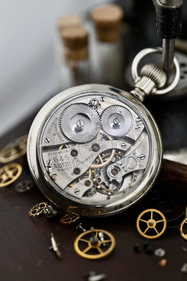 Waltham 21j 16s 645 Rail Road Grade Pocket Watch Display Salesman Case Serviced! - Image 4 of 4