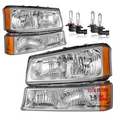 Headlights Assembly W/Bulbs OE Replacement Chrome  With High  Low Beam Bulbs