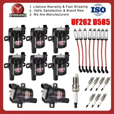 Round Set of 8 Ignition Coil Pack UF262 with Spark Plug and Wire For Chevy GMC