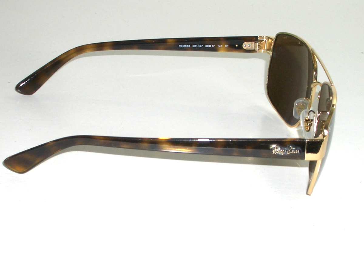 RAY BAN ITALY RB3663 60[]17 140 SLEEK BROWN POLARIZED GOLD AVIATOR