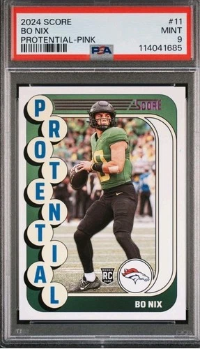 🔥🏟2024 PANINI SCORE PROTENTIAL PINK #11 BO NIX RC POP 4 PSA 9🔥🏈