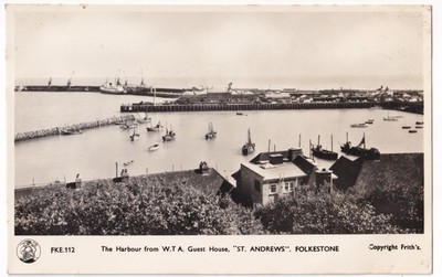 Folkestone Harbour Kent England WTA St Andrews Guest House RPPC Postkarte FKE.112