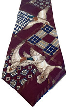 USA Made Ducks Unlimited Mens Necktie Duck 100% Silk Classic In Flight Maroon