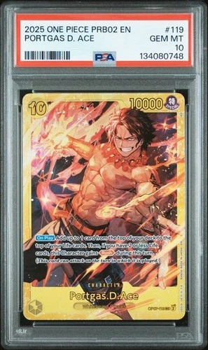 PSA 10 - 2025 One Piece PRB02 The Best Vol. 2 Portgas.D.Ace #OP07-119