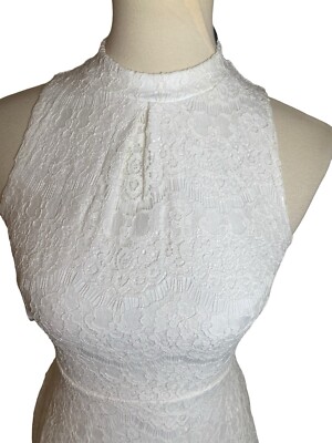 Fire Los Angeles White Lace High Neck Dress. Size S | eBay