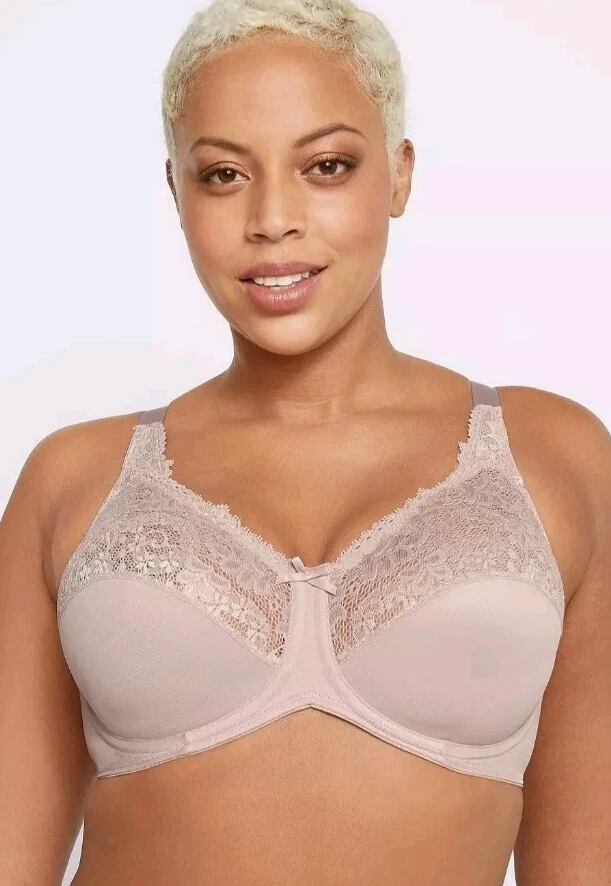 Sujetador minimizador Lilyette Bali ribete de encaje a medida para mujer modelando LY0428 beige  Foto 2 de 4