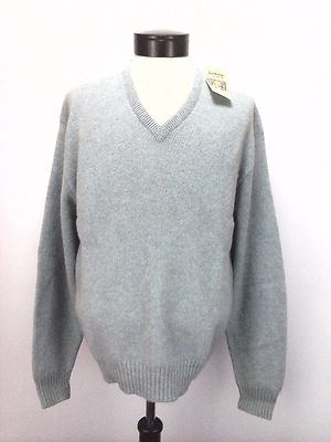 Jantzen Vintage with Tags Mens  Wool Crewneck Sweater Blue  Large  Made in USA